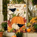 Bandiera da giardino con zucche e corvi Happy Fall per decorazione festa d'autunno - 30x45cm / Corvo Nero e Zucca (FGF091)