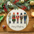 Nutcracker Christmas placemat in beige linen for festive dining table decoration - Nutcracker Soldiers Style (XRP057)