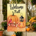 Bandiera da giardino Welcome Fall con zucche, uccello cardinale e lanterna vintage - 30x45cm / Zucca Cardinale Benvenuti (FGF092)