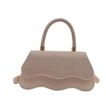 Borsa a tracolla beige alla moda con manico glitterato e dettaglio di base a onde chic - Cachi