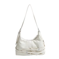 Vintage crossbodytas in crèmewit getextureerd leer met decoratieve gespen - Wit