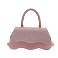 Borsa a mano rosa con patta glitterata e base ondulata unica per donne eleganti - Rosa