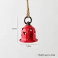 Red 13cm hollow heart Christmas bell pendant with rustic twine loop and matte finish - Red Heart Hollow Style