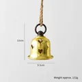 Golden Christmas iron bell ornament with heart cutouts and hemp rope hanging loop - Gold Heart Hollow Style