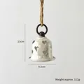 White heart-shaped cutout Christmas bell decoration with jute rope hanging, 13cm height - Silver Heart Hollow Style