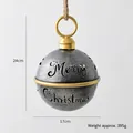 Silver and gold 24cm Merry Christmas metal bell ornament with rustic jute rope - Merry Christmas Cutout (24x17cm) / Silver Bronze Bell