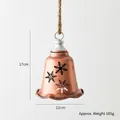 Bronze metal Christmas bell with snowflake cutout and hemp rope, 17cm holiday pendant - Snowflake Cutout (17x12cm) / Bronze Snowflake Bell