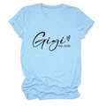 T-shirt bleu clair en coton avec imprimé Gigi Est. 2026, col rond et manches à revers - Bleu Clair (Police Noire)