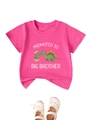 Détail du t-shirt rose Big Brother avec imprimé dinosaure et jolies chaussures à nœud - 90cm / Rouge Rose (D018)