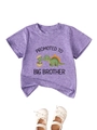 Purple dinosaur t-shirt Promoted to Big Brother with cute baby shoes on white backdrop - 90cm / Purple (D018)
