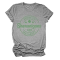 Close-up of Saint Patrick's Day graphic print on heather grey cotton T-shirt - Dark Gray