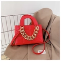 Elegante borsa trapuntata rossa con catena dorata e tracolla rimovibile per uso versatile - Rosso
