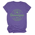 Detail view of the St. Patrick's Day graphic print on heathered purple crewneck t-shirt - Purple