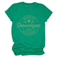 Flat lay of green short sleeve T-shirt with Shenanigans and Malarkey slogan print - Dark Green