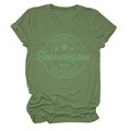 Detail of St. Patrick's Day heather green T-shirt with shamrock and slogan print - Olive Green