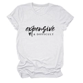 Detail of white cotton T-shirt featuring black artistic expensive & difficult print - S / Top (Short Sleeve-3801) / White