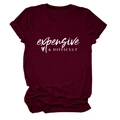 Detail of burgundy cotton t-shirt featuring expensive and difficult white lettering - S / Top (Short Sleeve-3801) / Burgundy