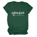 Detail of forest green crewneck T-shirt with white expensive & DIFFICULT slogan - S / White Font / Vintage Green