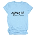 Light blue short sleeve t-shirt featuring expensive and difficult graphic print - S / Black Font / Light Blue