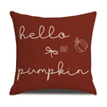 Herfst kussensloop in roestoranje linnen met pompoenprint voor de bank - Hello Pumpkin Donkeroranje Stijl(YMF19-2)