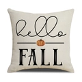Linen fall pillow cover with hello FALL print and pumpkin icon for autumn home decor - 18x18 Inch / Hello Fall Style (YMF23-2)