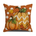 Fall harvest throw pillow cover with pumpkin and maple leaf print on polka dot background - Double Pumpkins and Maple Leaves (YMF25-2)