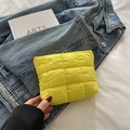 Minimalist bright yellow quilted nylon makeup bag with a puffy down-jacket texture - Yellow