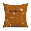 Fodera per cuscino autunnale con zucca in lino arancione e scritte Hello Pumpkin artistiche - Testo Pumpkin Zucca (YMF30-3)