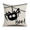 Halloween spider pattern linen pillow cover with Boo text on a cream background - Spider Boo Style (YMW1-3) / 45x45cm