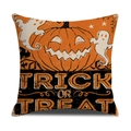 Federa per cuscino in lino di Halloween con zucca, fantasma e stampa Trick or Treat - Stile Zucca Fantasma (YMW2-1)