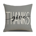 Grijs linnen Thanksgiving sierkussen met witte en zwarte THANKS bedrukte letters - Grijze Dank Letter Stijl (YMF13-3)