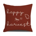 Donkeroranje linnen kussensloop met Happy Harvest print en eikenblad decoratieve patronen - Happy Harvest Dieporanje Stijl(YMF19-3)