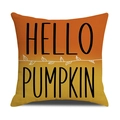 Leinen Herbst Kissenbezug mit Hello Pumpkin Text und orangefarbenem Farbverlauf - Hello Pumpkin Stil (YMF17-2)