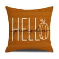 Funda de cojín de lino naranja con diseño de calabaza para decoración de otoño - Estilo Naranja Hello Pumpkin (YMF22-3)