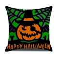 Funda de cojín de Halloween con diseño de calabaza y texto Happy Halloween en negro - Estilo de Calabaza de Halloween (YMW7-2)