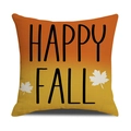 Herbst Kissenbezug aus Leinen mit Happy Fall Text und Ahornblatt in Orangefarben - Happy Fall Stil (YMF17-3)
