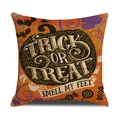 Funda de cojín de lino naranja para Halloween con texto Trick or Treat y estampado calabaza - Estilo Calabaza Truco O Trato (YMW11-2) / 45x45cm (Funda Individual)