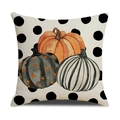 Fodera per cuscino di Halloween con zucche arancioni e a strisce su sfondo bianco casa - 45x45cm / Stile Tre Zucche a Pois (YMW13-2)