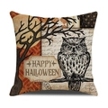 Funda de cojín de Halloween con búho vintage y texto Happy Halloween para decoración - Estilo Búho Vintage(YMW5-1)