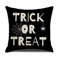 Halloween Trick or Treat pillow cover with spider web design on black linen fabric - Spider Web Trick or Treat Style (YMW21-2)