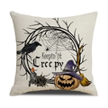 Federa per cuscino in lino Halloween con zucca, corvo e design spaventoso - Motivo Corvo e Zucca (YMW3-1)