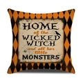 Halloween kussensloop met ruitpatroon en Home of the Wicked Witch tekstontwerp - Vintage Wicked Witch Label Stijl (YMW8-1)