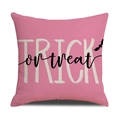 Roze Halloween kussenhoes met Trick or Treat tekst en vleermuis voor feestelijke decor - Roze Trick Or Treat Stijl (YMW20-2)