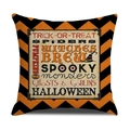 Halloween kussenhoes met oranje en zwarte chevronrand en griezelige typografie - Halloween Typografie Chevron Stijl (YMW8-4)