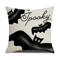 Halloween spooky bat print square pillow cover in off-white faux linen fabric - 45x45cm / Spooky Bat Style (YMW26-2)