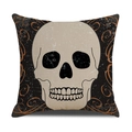 Halloween kussenhoes met vintage schedel en oranje krulpatronen op zwarte stof - Schedel Patroon (YMW6-1)