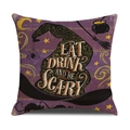 Funda de cojín de lino para Halloween con sombrero de bruja morado y texto temático - Estilo Divertido de Sombrero de Bruja (YMW11-1) / 45x45cm (Funda Individual)