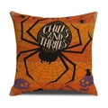 Funda de cojín de Halloween con texto Chills and Thrills, calavera púrpura y araña - Estilo Araña Gigante Thrills (YMW11-3) / 45x45cm (Funda Individual)