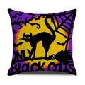 Funda de cojín de Halloween con ilustración de gato negro y luna llena decorativa - Estilo de Silueta de Gato Negro (YMW7-1)