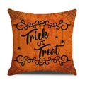 Oranje Halloween kussensloop met Trick or Treat tekst en print van spinnenwebben - Trick or Treat Patroon (YMW6-3)